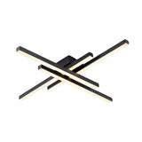 Modern Black Geometric LED Flush Mount Ceiling Light 4 Light Linear Parallax Design Fixture