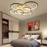 Modern Multi Ring LED Flush Mount Ceiling Light Dimmable Geometric Chandelier for Living Room