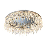 Modern Round K9 Crystal Flush Mount Ceiling Light with 3 Step Dimming and Elegant Chrome Finish