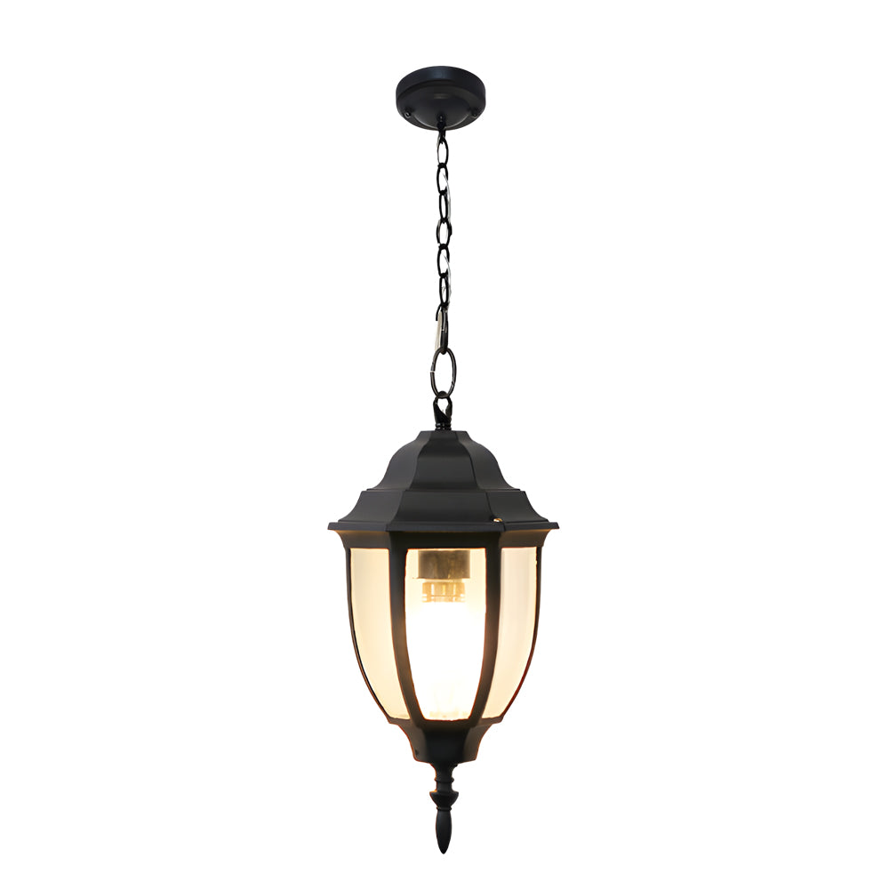 European Style Outdoor Aluminum Pendant Light Waterproof Glass Hanging Chandelier for Garden Porch