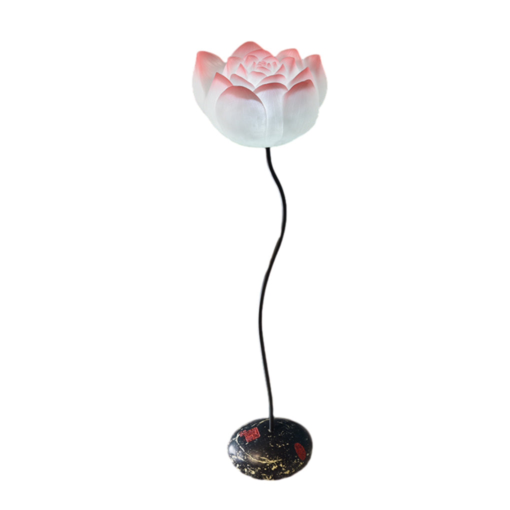 Modern Aesthetic Lotus Flower LED Floor Lamp with Pink and White Glass Shades