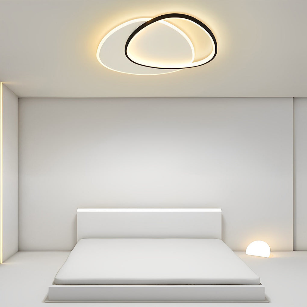 Modern Minimalist Round LED Ceiling Light Fixture for Bedroom and Living Room in Black and White
