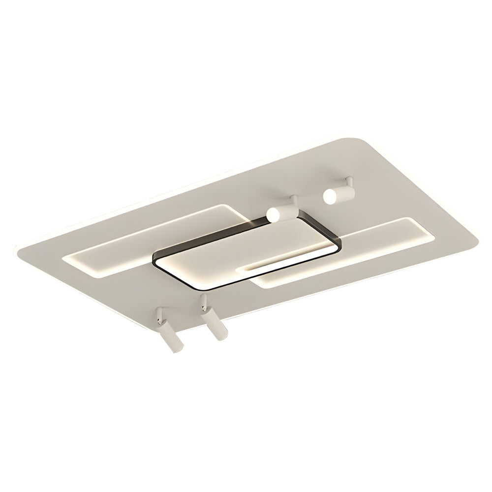 Nordic Ultra Thin Rectangular LED Ceiling Light with Four Flexible Spotlights and Color Temperature Control