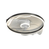 Modern Low Profile Flush Mount Ceiling Fan LED Round Acrylic Wave Decor 3 Color Dimming