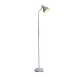 59 Inch Nordic Arc LED Floor Lamp with Wood Accents for Bedroom and Office Task Lighting