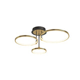 Modern Gold LED Ring Ceiling Light with Leather Accents and 3 Step Dimming