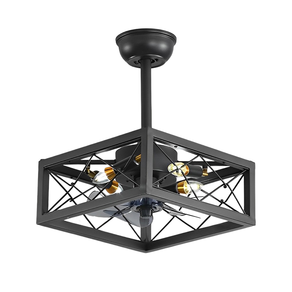 Retro Bladeless Ceiling Fan with 3 Color Dimmable LED Light and Remote Control