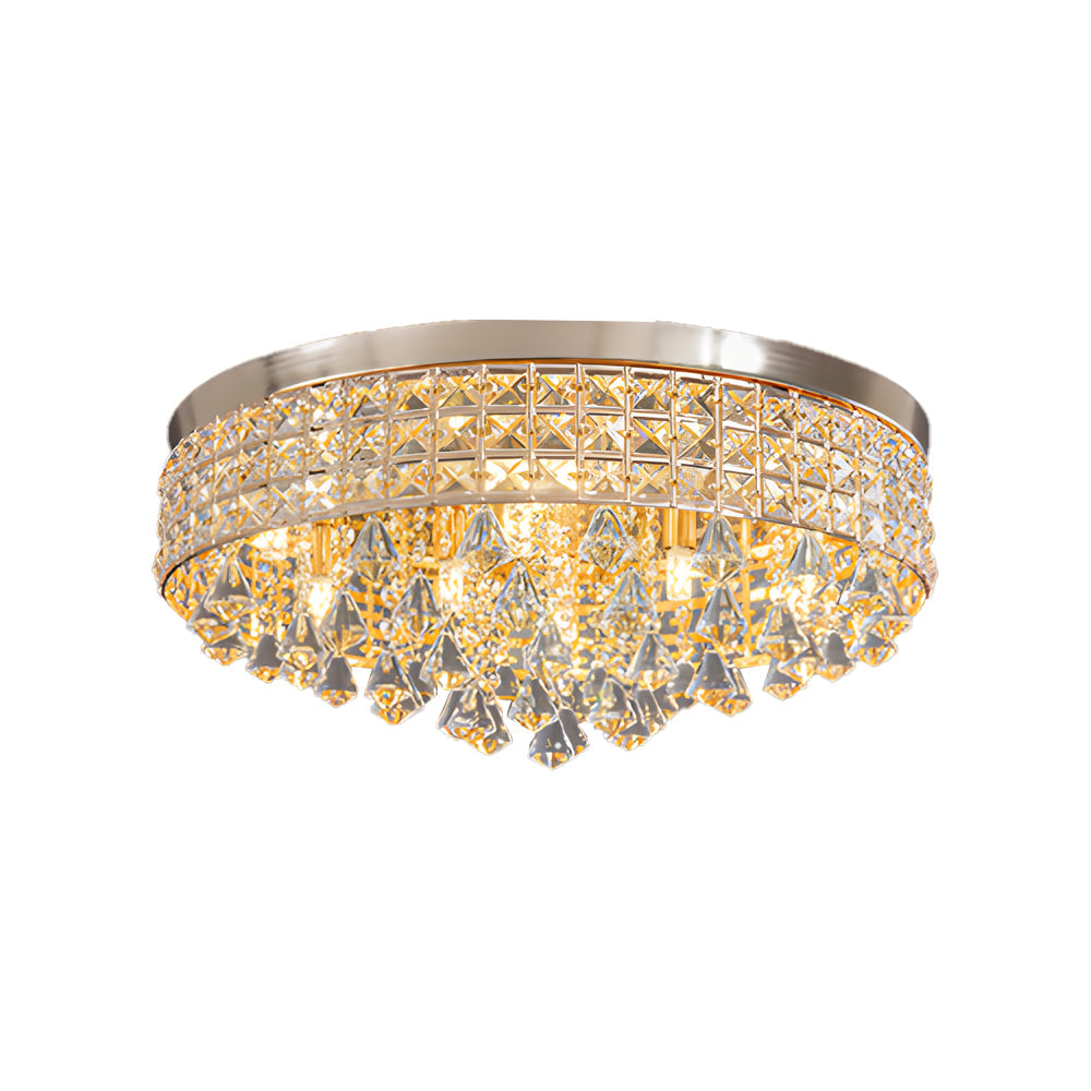 19 Inch Modern Round Crystal LED Ceiling Light Fixture for Living Room Bedroom and Hallway