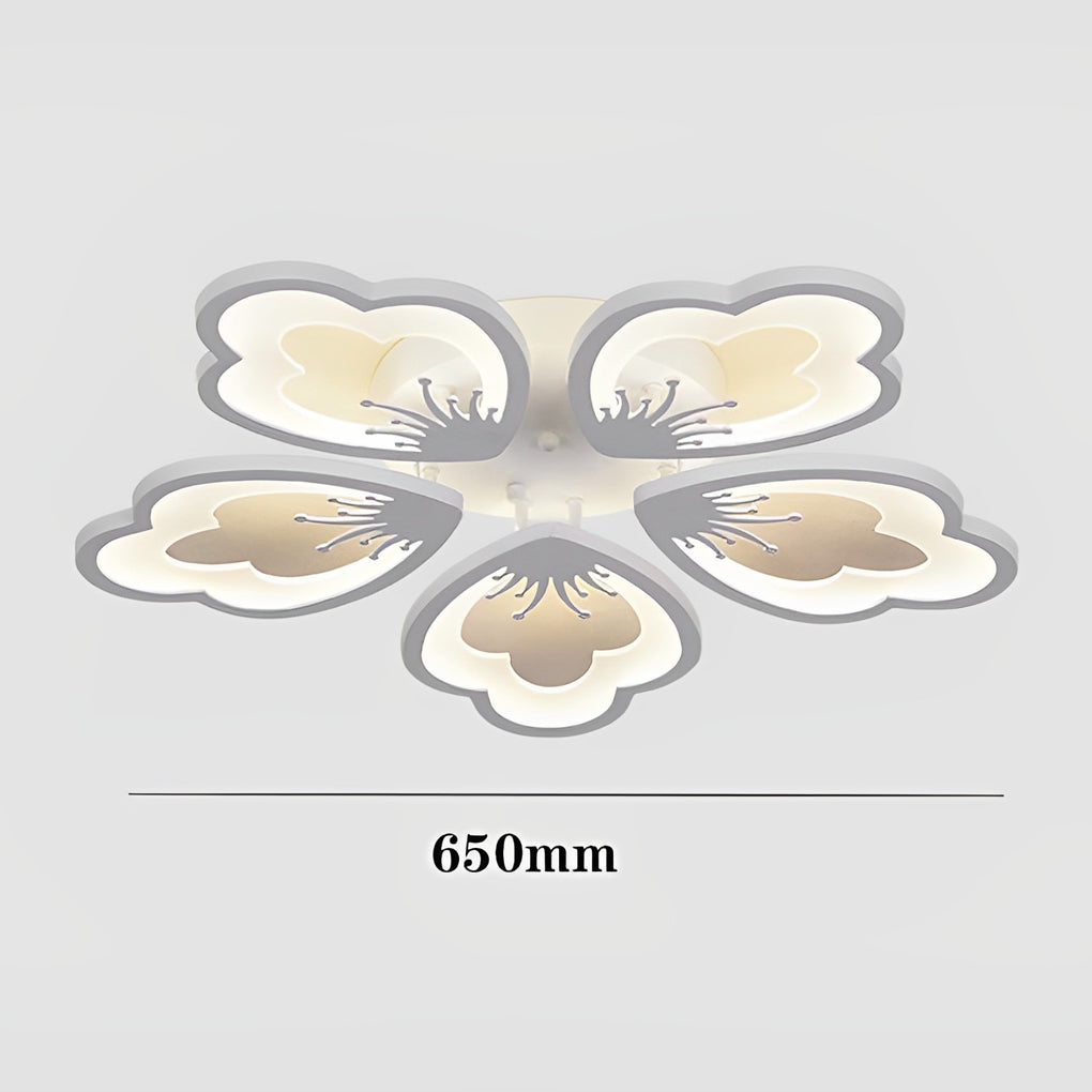 Modern Nordic Flower Shape LED Flush Mount Light with Remote Control Dimming