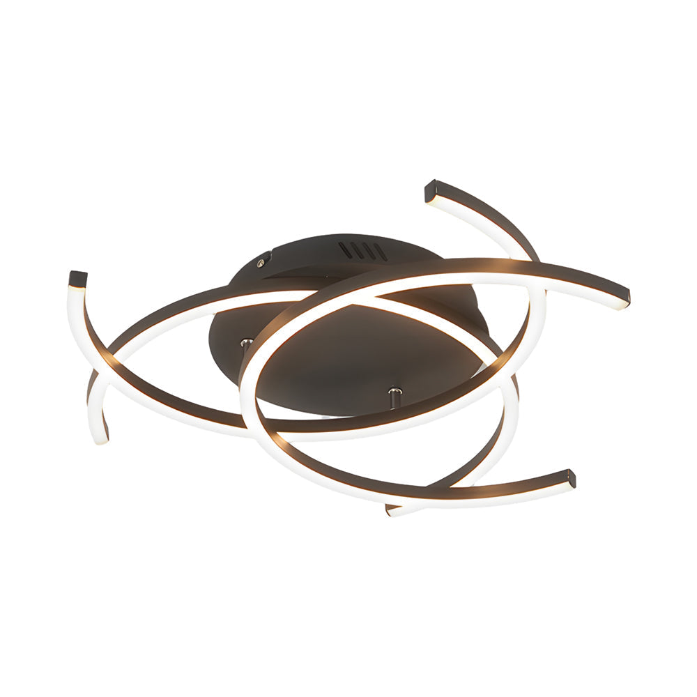 Modern Minimalist Line Design LED Ceiling Light Dimmable Flush Mount Lamp with Remote Control