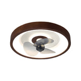 Modern 20 Inch Walnut Flush Mount Ceiling Fan with Dimmable LED Light and 6 Speed Remote