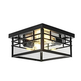 Modern Rustic Black Waterproof Outdoor Flush Mount Ceiling Light for Garden and Terrace