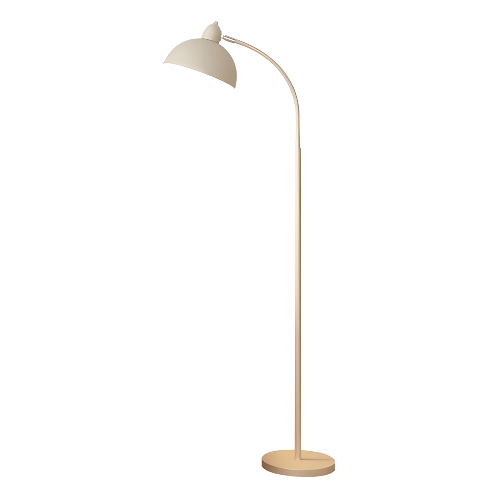 Modern White Arc Floor Lamp with Dimmable LED Dome Shade and Marble Base