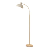 Modern White Arc Floor Lamp with Dimmable LED Dome Shade and Marble Base
