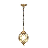 Modern Tea Glass Globe Outdoor Pendant Light Waterproof Aluminum Hanging Lantern Chandelier
