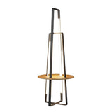 63 Inch Modern LED Tray Floor Lamp with Dimmable Lighting and Wooden Side Table for Living Room