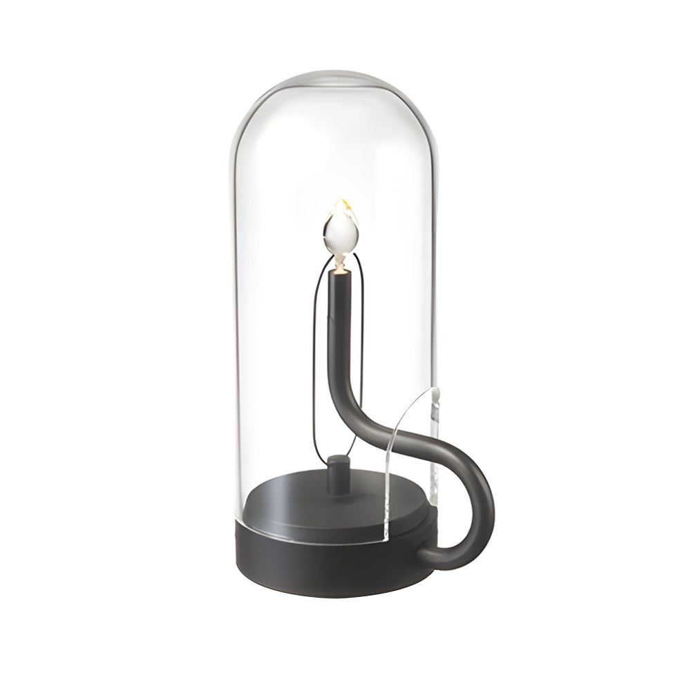 Nordic Glass Dome LED Candle Lamp Portable Rechargeable Table Light with Touch Control