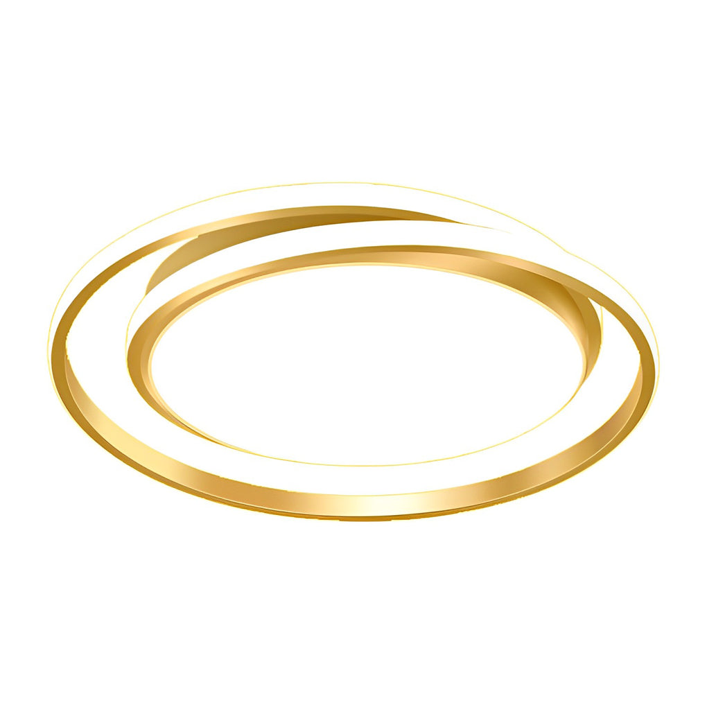 Modern Gold Circular LED Flush Mount Ceiling Lamp Dimmable with Remote Control for Living Room