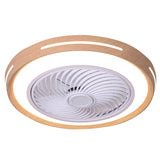 Modern Ultra Thin Bladeless Ceiling Fan with Remote Control Dimmable LED Light in Imitation Wood Grain