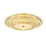 Luxury Round Crystal Flush Mount Ceiling Light with Three Color Temperature Glass Shade
