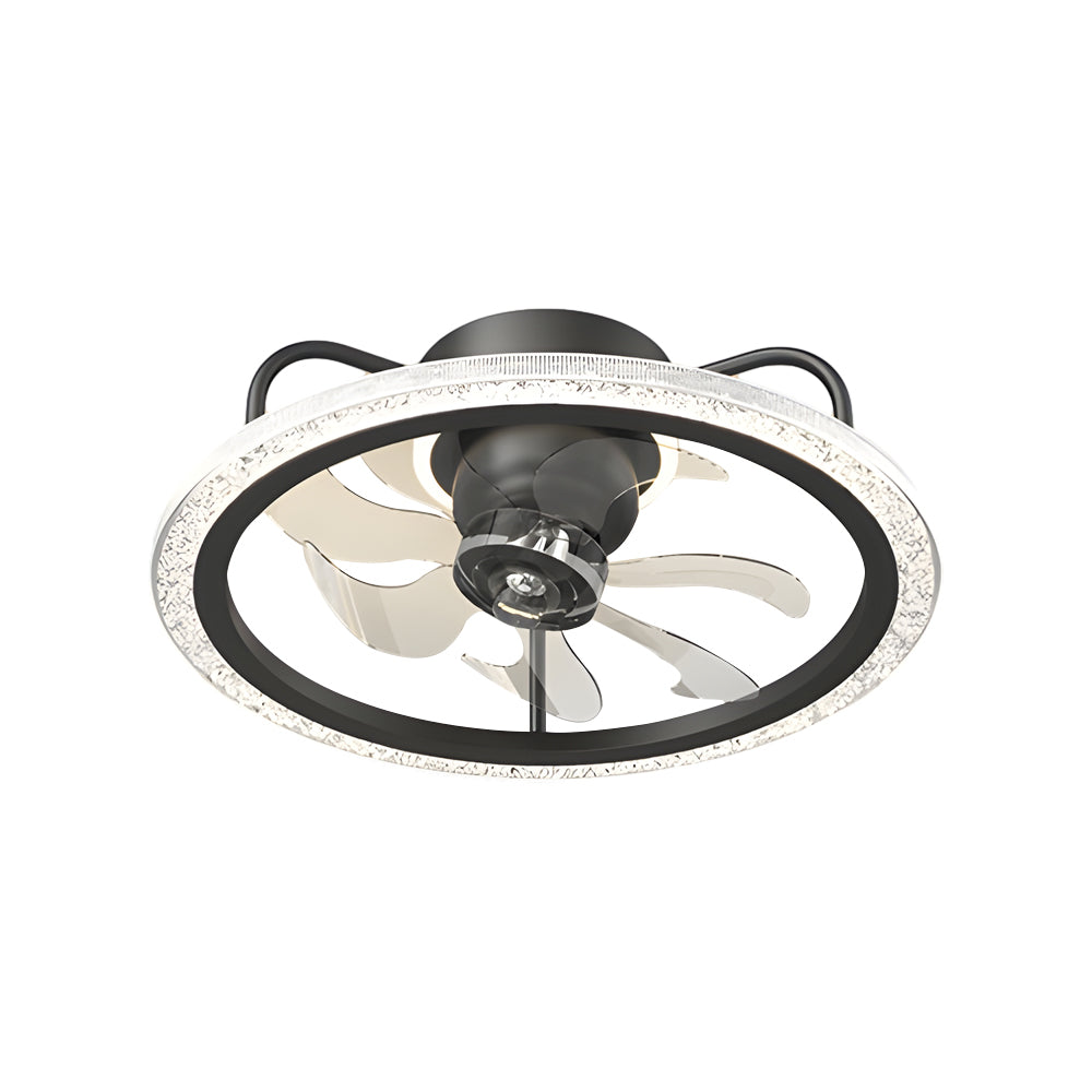 Modern 360 Degree Rotating Flush Mount Ceiling Fan with Light and 3 Step Dimming LED