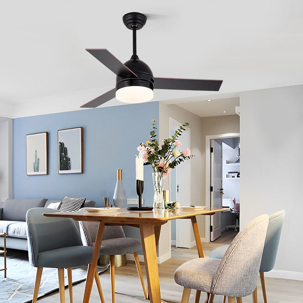 Modern LED Flush Mount Ceiling Fan with Acrylic Shade and Electroplated Metal Finish