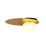 Modern Oval LED Flush Mount Ceiling Light with White Glass Shade for Bedroom and Study