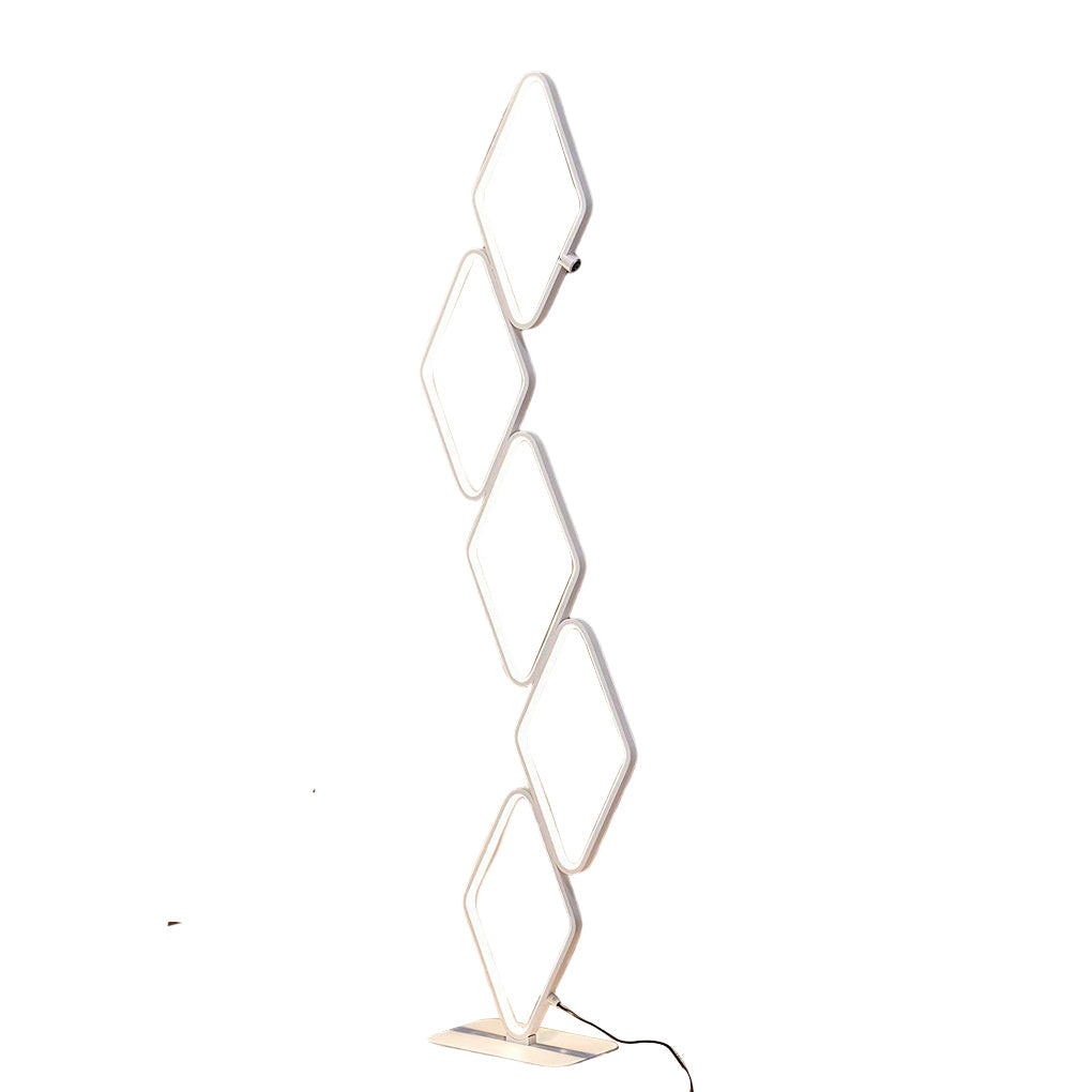 Modern Nordic Stacked Square LED Floor Lamp with Five Tier Glass Shades for Living Room