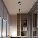Modern Minimalist LED Flush Mount Ceiling Light Cylindrical Aluminum Geometric Fixture White Black