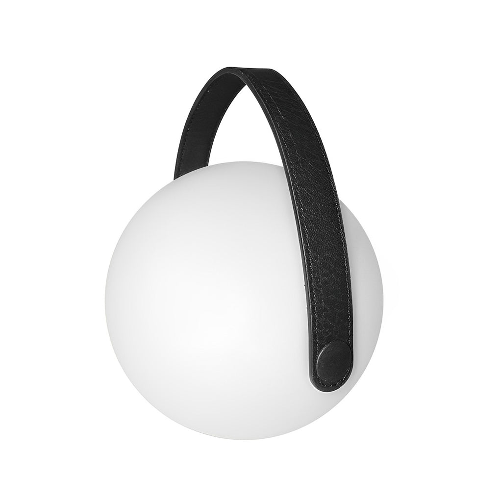Rechargeable LED Sphere Table Lamp with RGB Color Changing and PU Leather Handle for Bedside
