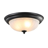 American Vintage Semi Flush Mount Ceiling Light with Round Glass Shade and Iron Frame for Bedroom