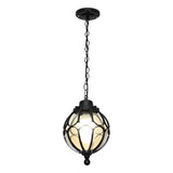 Retro Glass Globe Outdoor Pendant Light Waterproof Aluminum Exterior Chandelier for Porch and Garden