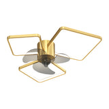 Silent Modern LED Ceiling Fan Light with Square and Round Ring Design Three Step Dimming