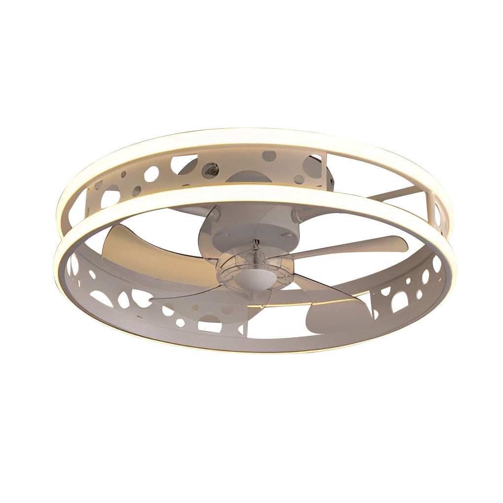 Modern Low Profile Bladeless Ceiling Fan with 3 Color Dimmable LED Light and Remote Control
