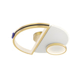 Modern Gold Semicircular LED Ceiling Light with 3 Color Dimming Acrylic Shade Flush Mount