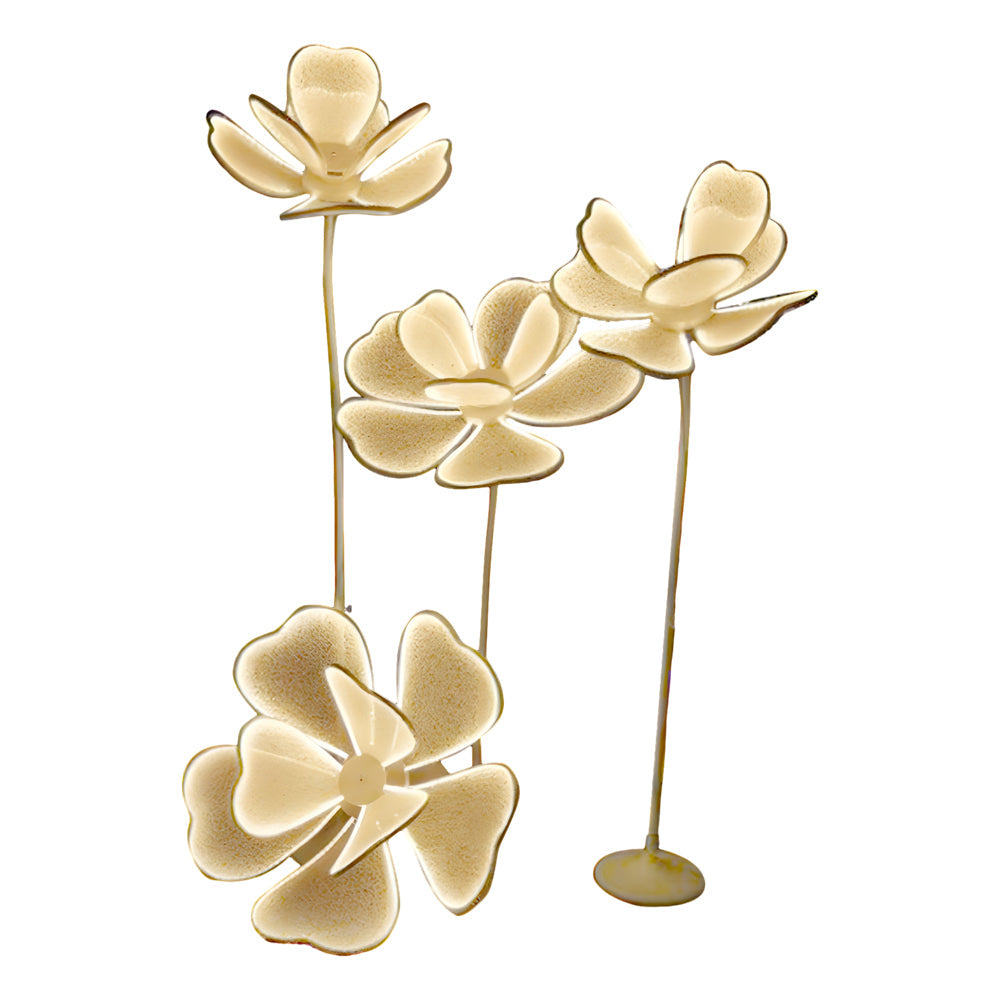 Modern White LED Flower Floor Lamp for Ambient Living Room Lighting with Acrylic Petals