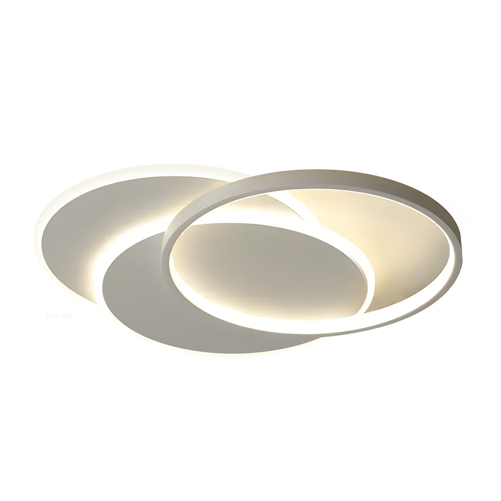 Modern Three Ring White Acrylic LED Flush Mount Ceiling Fixture for Bedroom and Kitchen