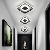 Modern Black Dual Square LED Flush Mount Ceiling Light for Hallway and Kitchen