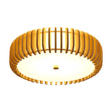 Modern Round Wooden LED Ceiling Light for Bedroom with 3 Step Color Dimming