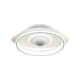 Modern Smart Bladeless Ceiling Fan with Dimmable LED Light and Air Sterilization Filter in White