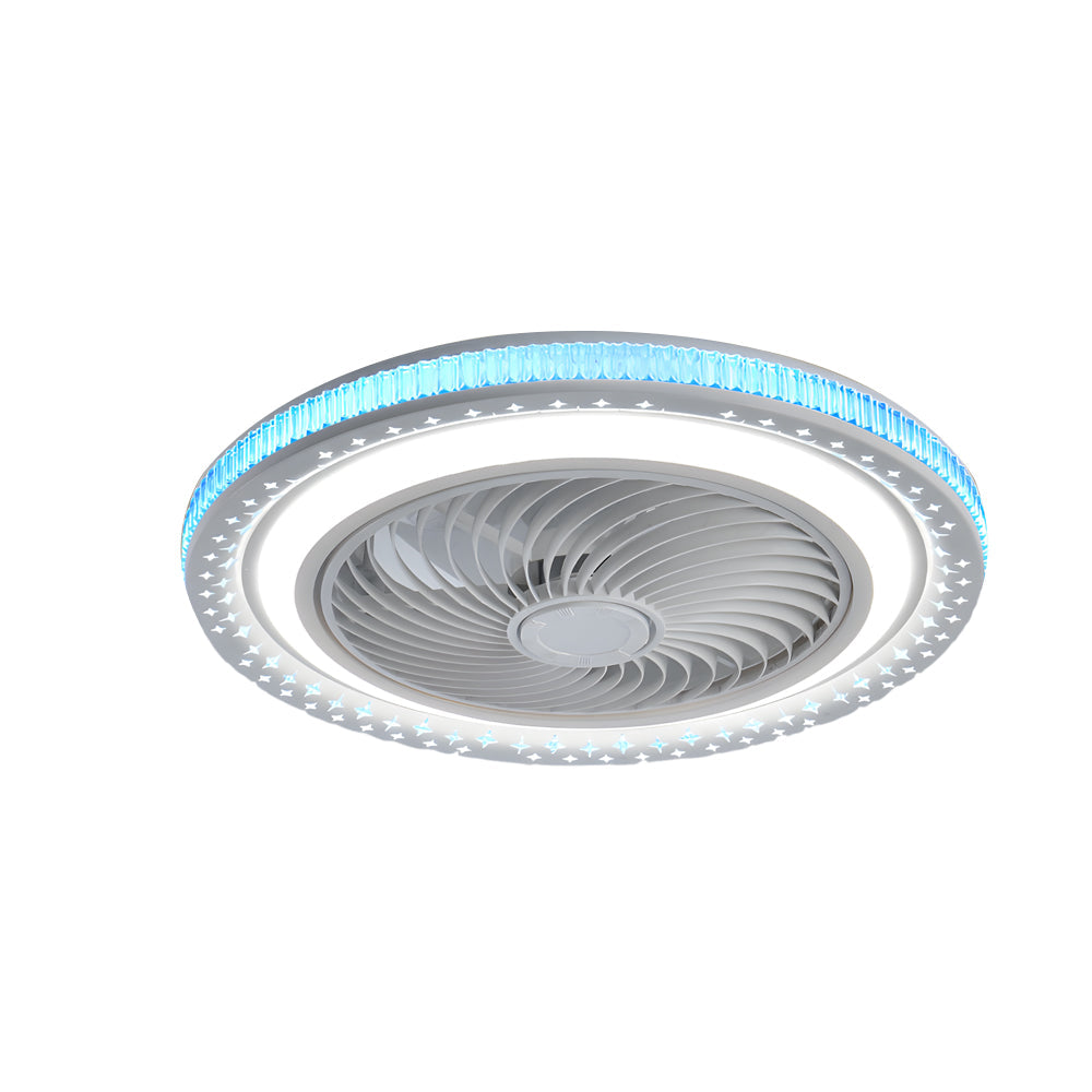Modern 19.7 Inch Low Profile Bladeless Ceiling Fan with Dimmable LED Light and Remote Control