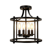 Industrial Metal Lantern Pendant Light Black Iron Cage Ceiling Fixture