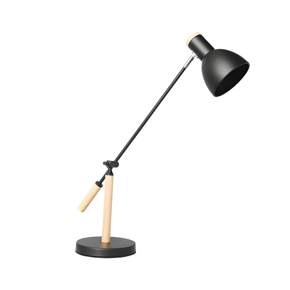 Modern Wood and Iron Adjustable Desk Lamp for Reading and Office Spaces