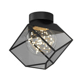 Square Black Metal and Glass Flush Mount Ceiling Lamp with 3 Step Dimmable LED Lighting