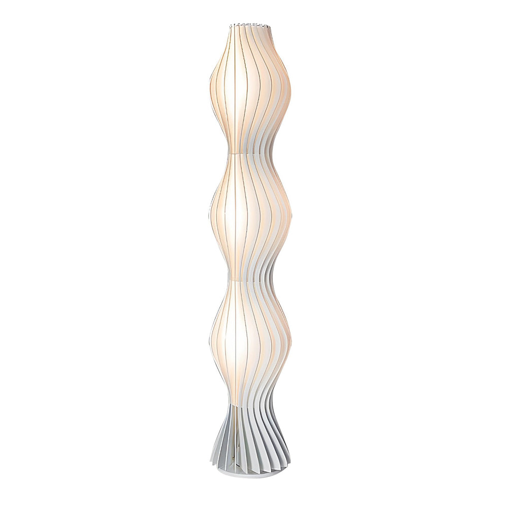 Sculptural Wavy LED Floor Lamp with White Acrylic Shades and Foot Pedal Control