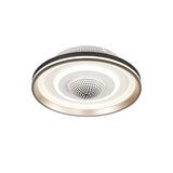 Modern Round Bladeless Ceiling Fan with Dimmable LED Light Flush Mount Low Profile Fixture