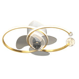 Modern 2 Ring LED Ceiling Fan with 3 Color Dimming for Bedroom Living Room Black and Gold