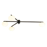 Modern White Glass Globe Semi Flush Mount Ceiling Light with Black Iron Arms