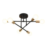 Modern 6 Light Sputnik Semi Flush Mount Ceiling Fixture with Rotatable Iron Arms 22 Inch