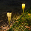 2 Pack Conical Hollow Metal Solar Garden Stake Lights for Pathway and Landscape Decoration